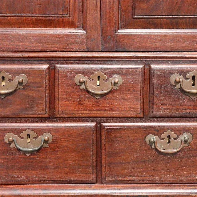 Wood Small Anglo Indian Rosewood Two-Part Linen Press Cupboard For Sale - Image 7 of 13