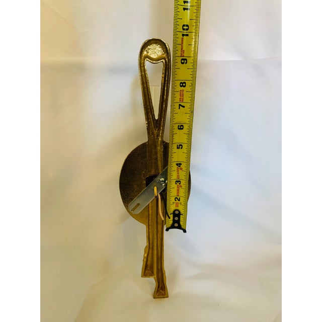 Gilt Brass Tole Rope & Tassel Wall Sconce Salvaged From Foundry Showroom For Sale - Image 10 of 12