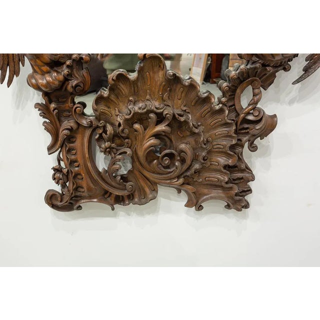 Antique American Cornucopia Carved Wooden Mirror For Sale - Image 5 of 9