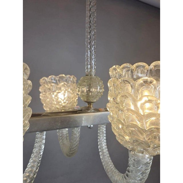Glass Barovier Six-Light Murano Glass Chandelier, Italy, 1940s For Sale - Image 7 of 9