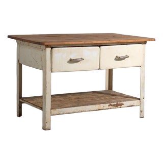Industrial Worktable with Drawers, 1940s For Sale