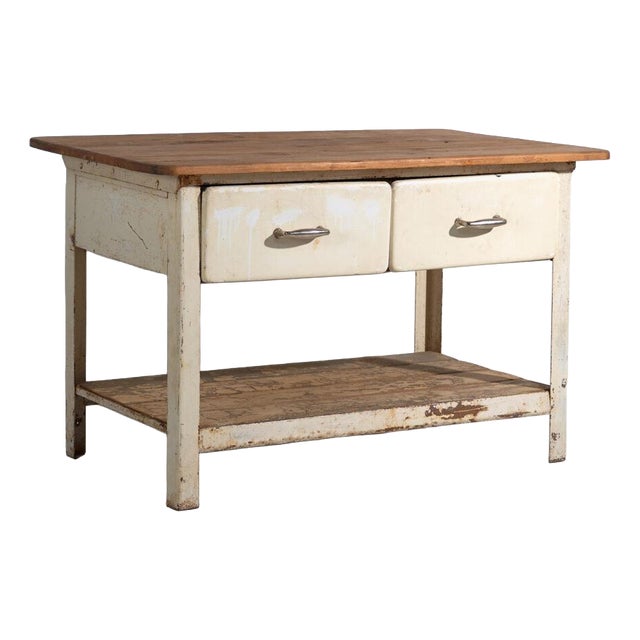 Industrial Worktable with Drawers, 1940s For Sale