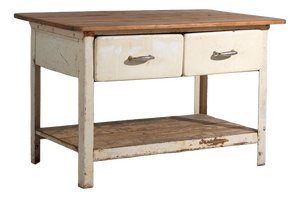 Industrial Worktable with Drawers, 1940s