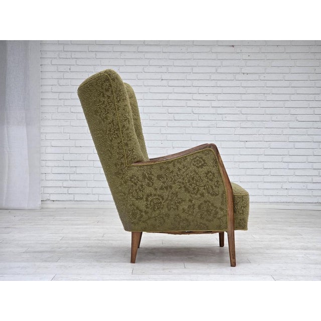 1960s Danish Armchair in Green Velour and Ash, 1960s For Sale - Image 5 of 16