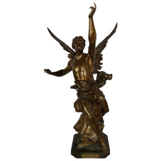 La Pensee by Emile Louis Picault Bears Foundry Mark 19th Century Bronze For Sale