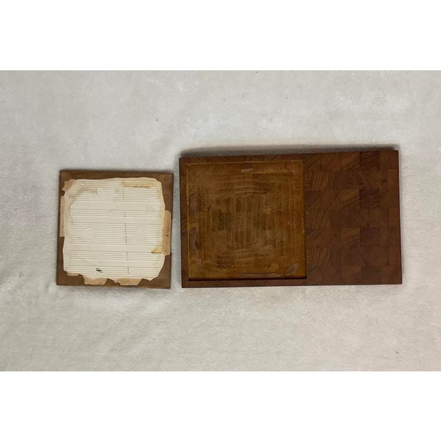 Mid Century 1960s Cez Ceramic Art Tile Rako Calibrage Special Denmark Teak Cutting Board For Sale - Image 9 of 12
