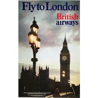 1960s Vintage Fly to London British Airways Travel Poster For Sale