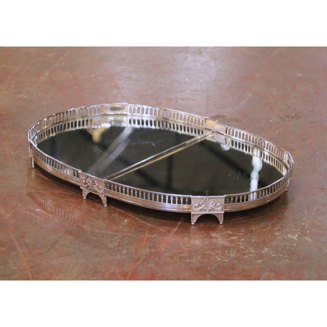 19th Century French Silvered Bronze & Mirrored Two-Piece "Surtout De Table" For Sale - Image 4 of 8