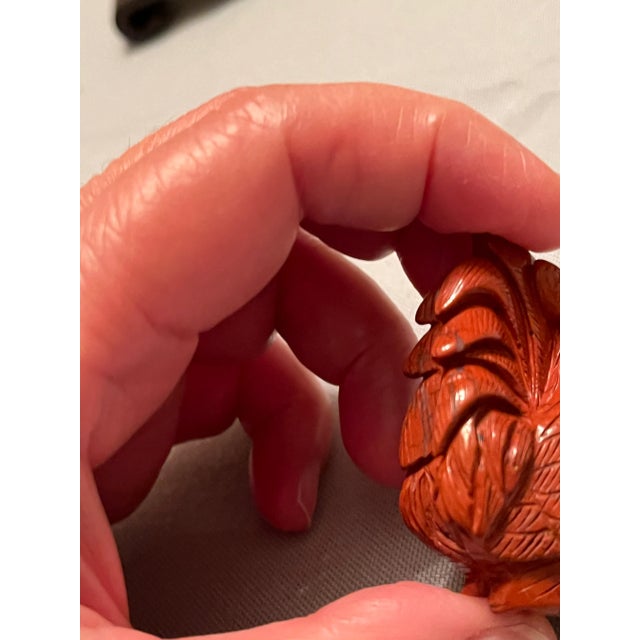 2010s Rooster Chicken Figurine, Red Jasper, Hand Carved, China For Sale In Seattle - Image 6 of 12