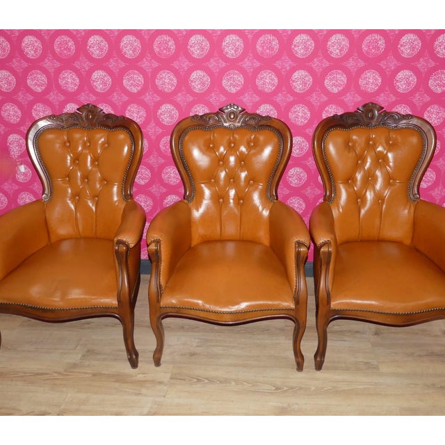 Chippendale Chesterfield Armchair in Caramel Leather, 1960s For Sale - Image 11 of 13