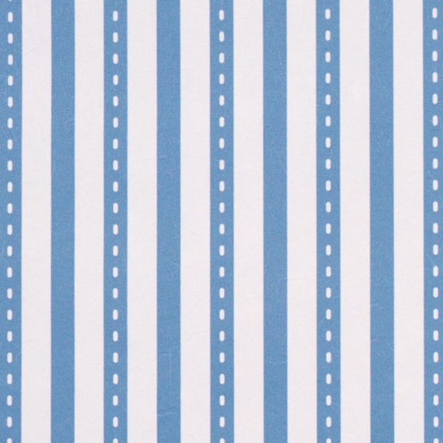 Traditional Sample - Schumacher Mathis Ticking Stripe Wallcovering In Delft For Sale - Image 3 of 6