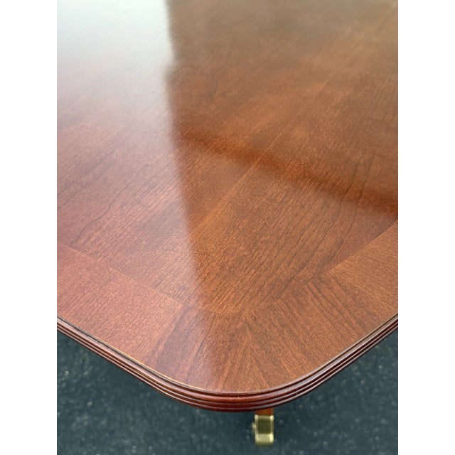 Stanley Furniture Stanley Furniture Banded Cherry Regency Style Dining Table For Sale - Image 4 of 11