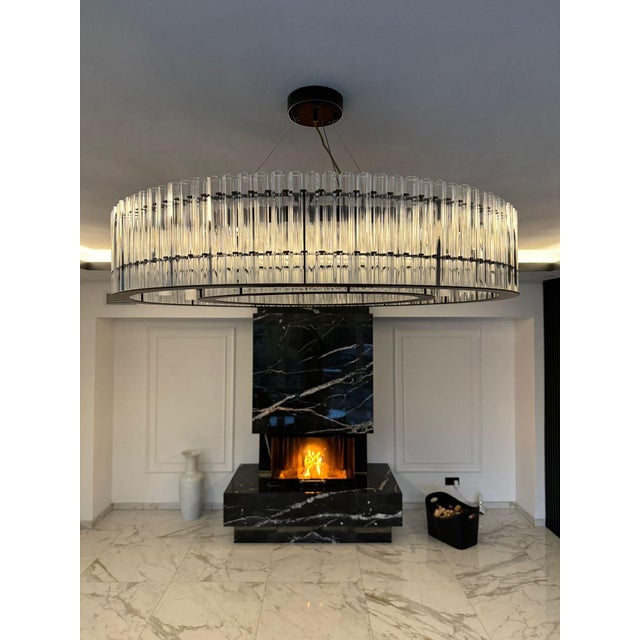 Contemporary Modern Contemporary Glass Rod Chandelier Black Modern Ceiling Light Chandelier For Sale - Image 3 of 14