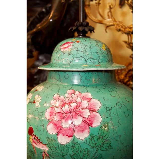 1920s Chinese Famillie Rose Table Lamps - A Pair For Sale - Image 5 of 7