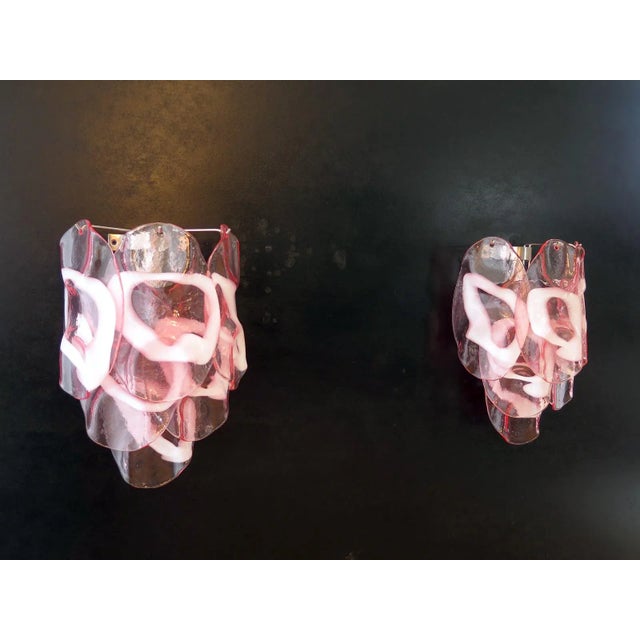 2020s Murano 6 Pink/Rose Lattimo Glass Sconces - a Pair For Sale - Image 5 of 10