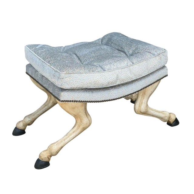 Traditional 18th C Style Horse Leg & Hoof Vanity Stool or Bench by Randy Esada Designs For Sale - Image 3 of 6
