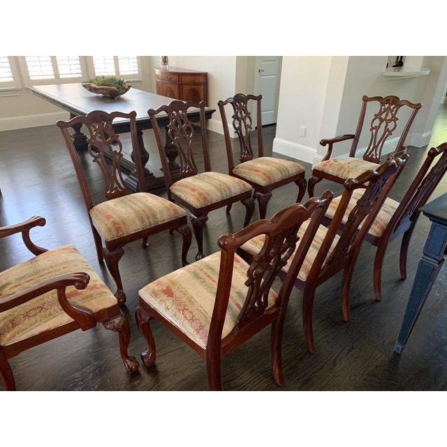 Ethan Allen Mahogany Chippendale Dining Chairs Set of 8 Chairish