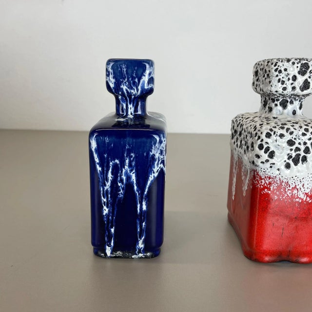 Blue-Red Pottery Fat Lava Glaze WGP Vases from Jopeko, Germany, 1970s, Set of 2 For Sale - Image 12 of 18