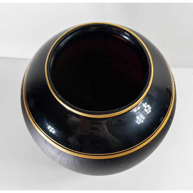 Glass Early 20th Century Bohemian Czech Art Glass Vase With Gilt Bands and Acid Etched Wood Grain For Sale - Image 7 of 11
