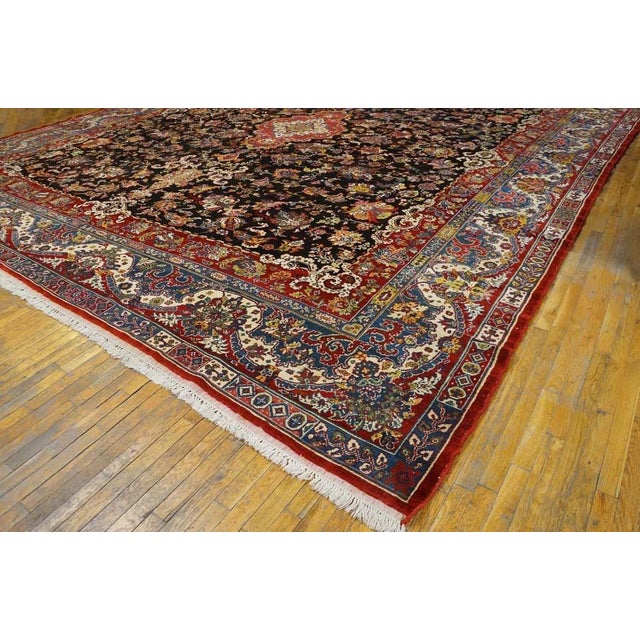 Mid 20th Century Persian Bakhtiari Carpet ( 15'6" x 16'10" - 472 x 513 ) On Black Background