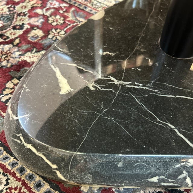 Tan One of a Kind Palette Shaped Marble Pattern Resin Side Table For Sale - Image 8 of 12