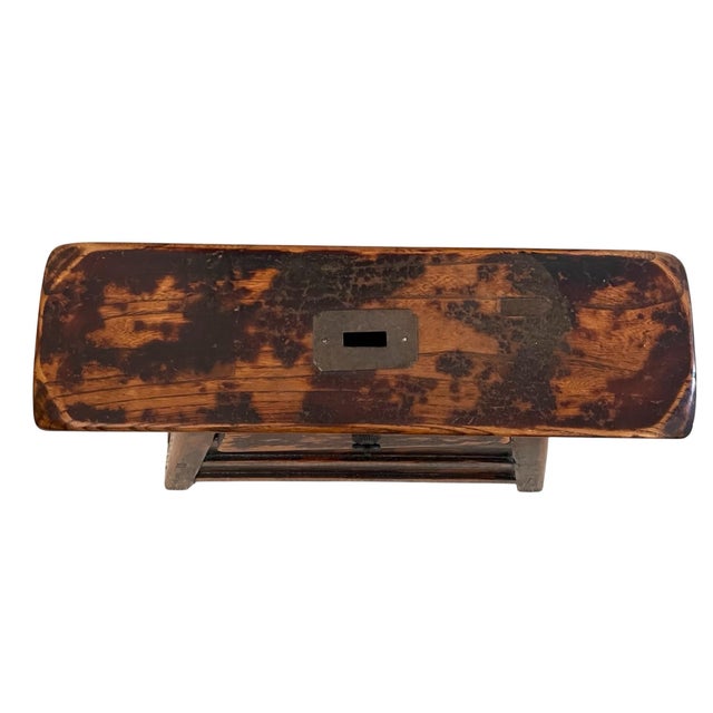 Brown Vintage Wood Chinese Barber's Bench With Drawers and Coin Slot For Sale - Image 8 of 9