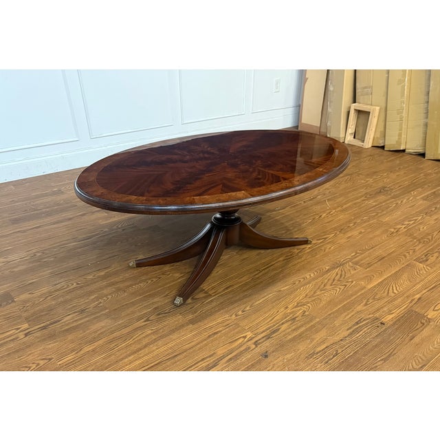 Traditional Oval Mahogany Cocktail Table by Leighton Hall - Showroom Sample For Sale In Atlanta - Image 6 of 14