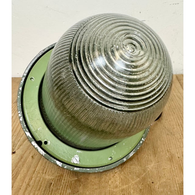 Industrial Green Bunker Ceiling Light from Polam Gdansk, 1960s For Sale - Image 12 of 15