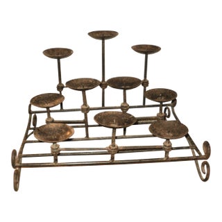 Vintage Wrought Iron 10 Candle Holder For Sale