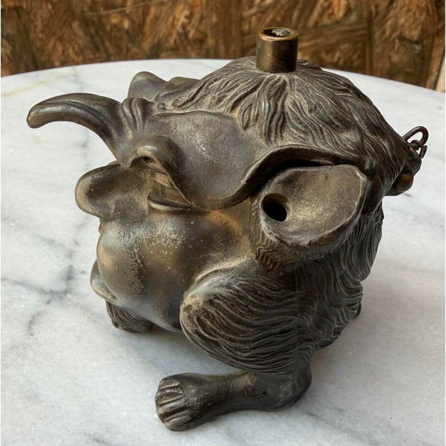 Late 19th Century Victorian Gothic Revival Bronze Devil Inkwell & Match Striker For Sale - Image 4 of 10