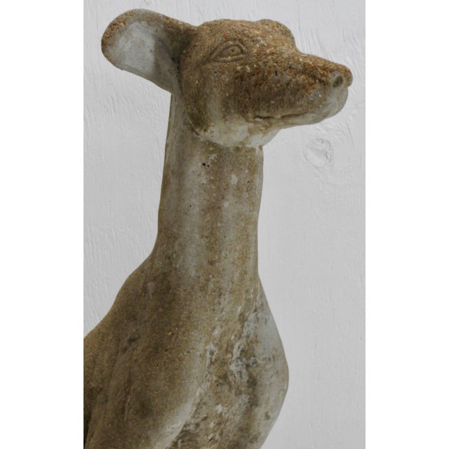 American Early 20th Century Cast Stone Whippet Statue For Sale - Image 3 of 8