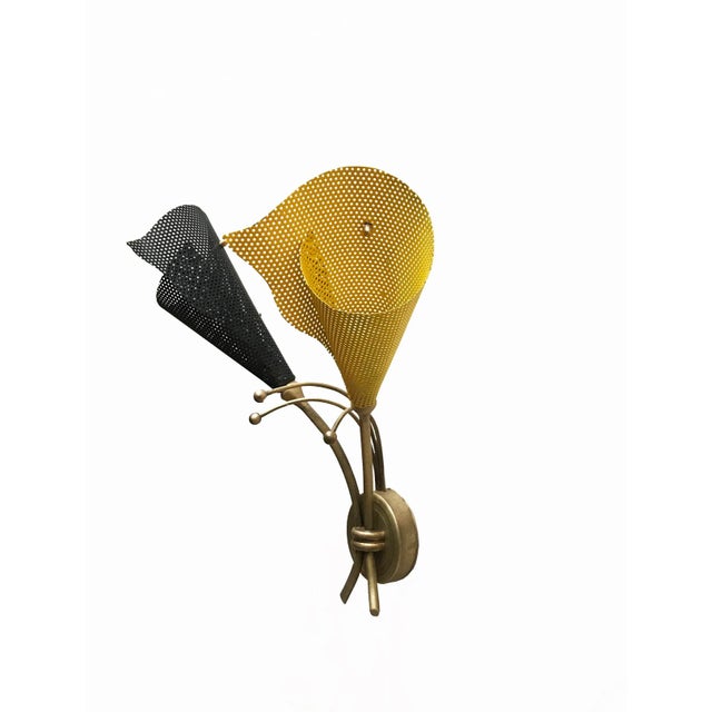 Perforated Iron & Brass Sconce, 1950s For Sale - Image 4 of 18