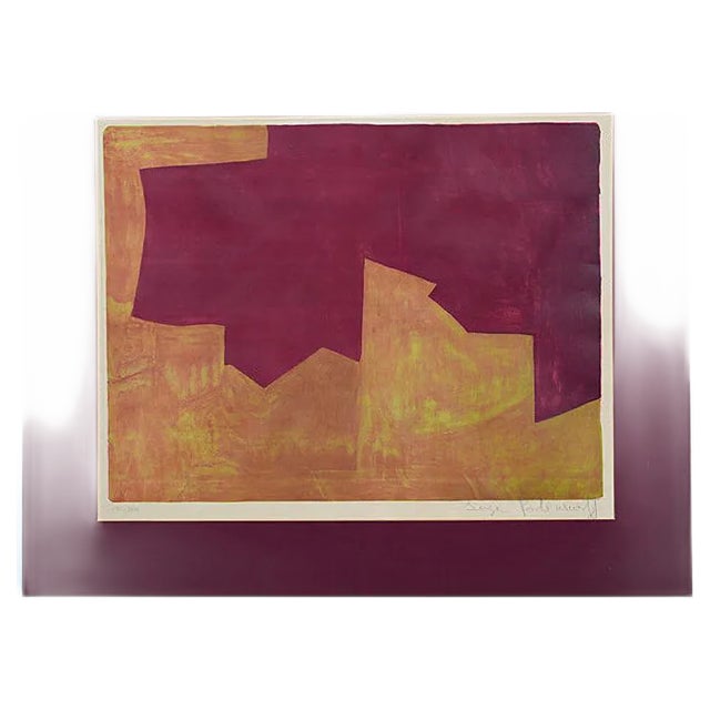 Orange And Bordeaux Composition - Original Lithograph by Serge Poliakoff - 1963 1963 For Sale