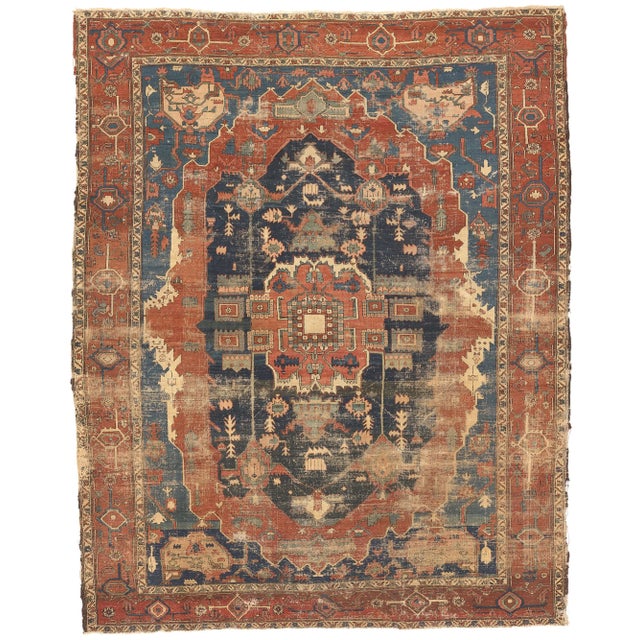 Late 19th Century Rustic Antique Persian Serapi Rug, 10'02 X 12'06 For Sale - Image 10 of 10