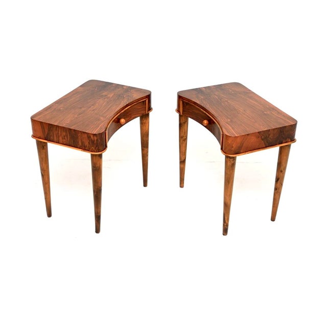 Mid-Century Modern Vintage Art Deco Swedish Walnut Side Tables, 1930, Set of 2 For Sale - Image 3 of 11
