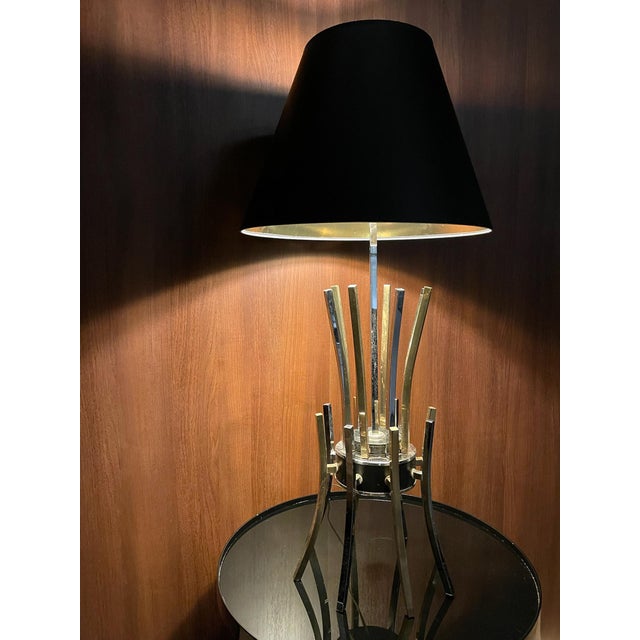 1970s Space Age Brass & Chrome Starburst Table Lamp For Sale - Image 4 of 8