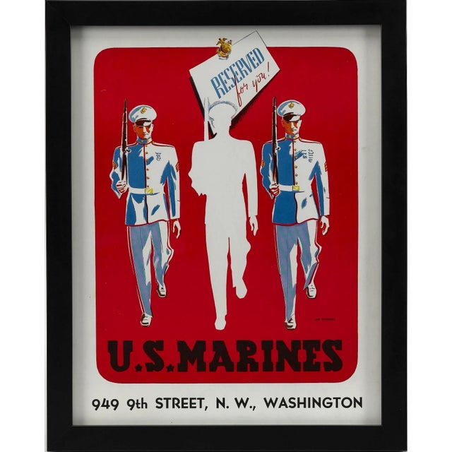 "u.s. Marines. Reserved for You!" Vintage Wwii Marine Corps Recruitment Poster by Joe Richards, 1941 For Sale - Image 6 of 7