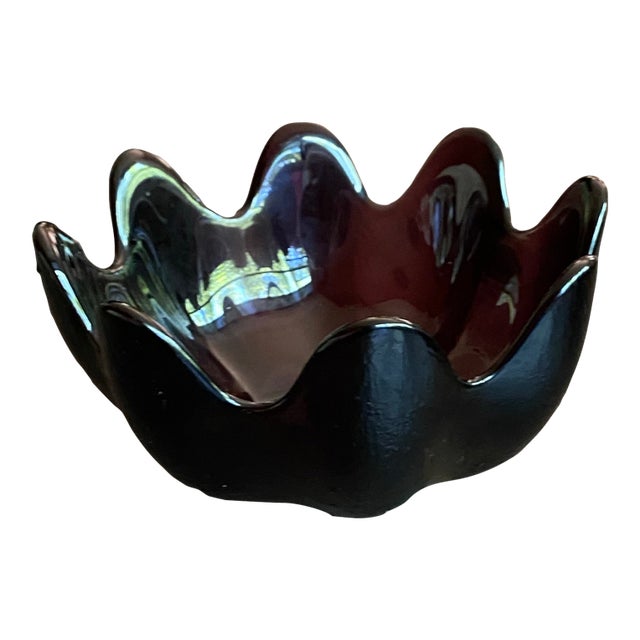 Blenko Mid Century Modern Art Glass Abstract Lotus Pattern in Amethyst Purple by Richard Blenko Hand Blown Glass For Sale