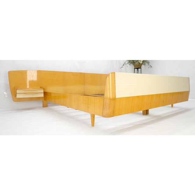 Swedish Mid Century Blond Birch King Headboard Bed Night Stands Box Spring NICE! For Sale - Image 15 of 18