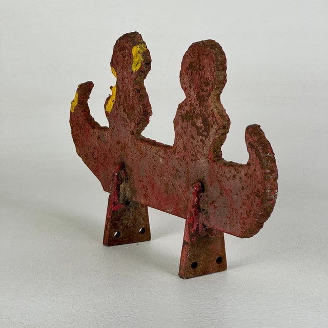 Vintage Metal Shooting Target of 2 Men in Canoe With Remnant Paint, Ocean City Fairground/Circus/Carnival For Sale In New York - Image 6 of 8