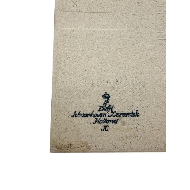 Mid 20th Century Delft Schoonhoven Keramiek Holland Blue and White Floral Tile Trivets - Set of 3 For Sale - Image 9 of 12