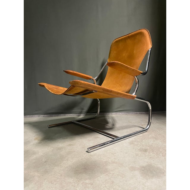 Animal Skin Vintage Cantilever Tubular Chair, 1960s For Sale - Image 7 of 12