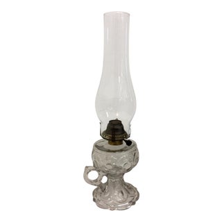 Antique Egg Pattern Pressed Glass Electrified Oil Lamp For Sale