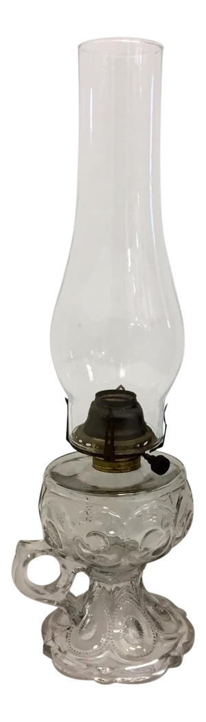 Antique Egg Pattern Pressed Glass Electrified Oil Lamp
