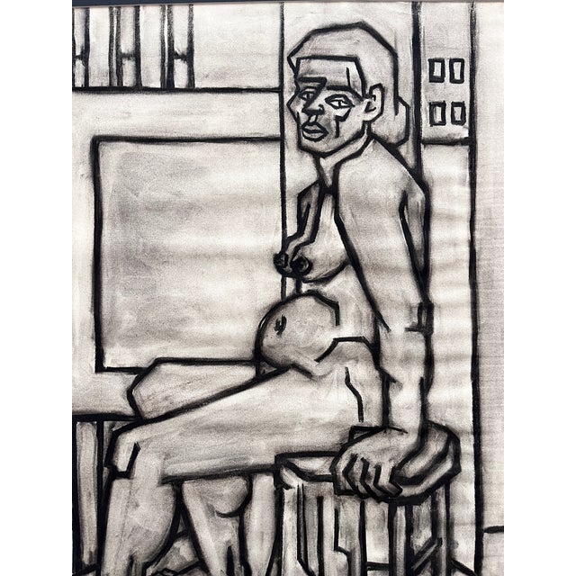 John Bowers Modernist Cubist Nude 1940s Charcoal Drawing Uc Berkeley Mfa For Sale - Image 12 of 14