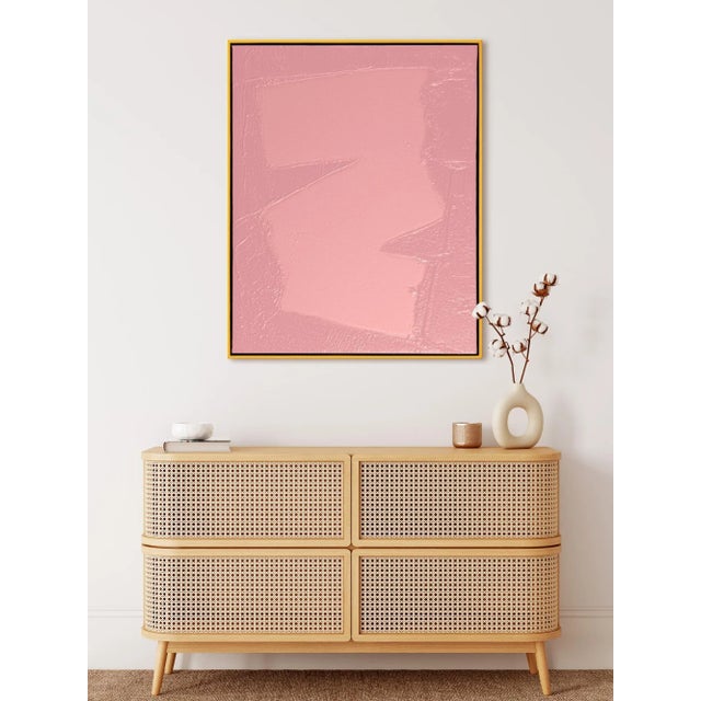 Modern Pink Free Form I by The Holly Collective, Textured Art Print in Gold Frame, Large For Sale - Image 3 of 4