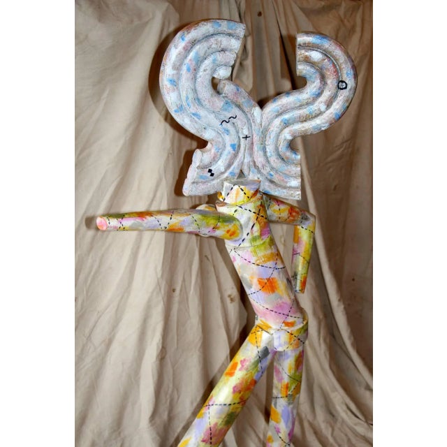 Wood Fred Schumm Lifesize Painted Wood Sculpture of a Nude For Sale - Image 7 of 8