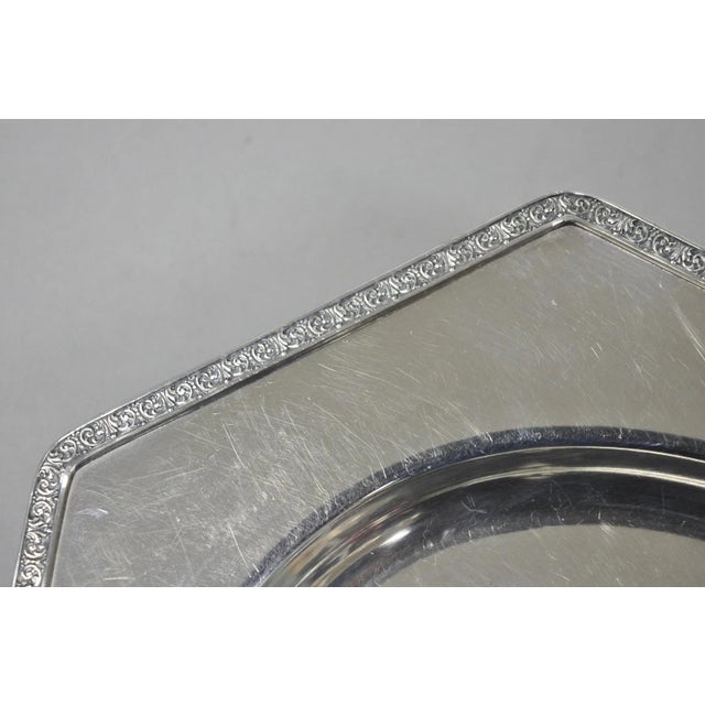 Metal Antique Victorian Andover Sp Co Silver Plated Octagonal Serving Platter Tray For Sale - Image 7 of 11