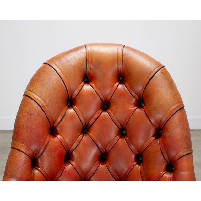 Metal Chesterfield-Style Tufted Leather Executive Swivel Desk Chair For Sale - Image 7 of 18