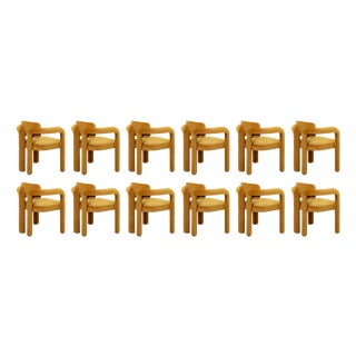 Double Arch Dining Chairs in Mustard Cotton Velvet from Insidherland, Set of 12 For Sale